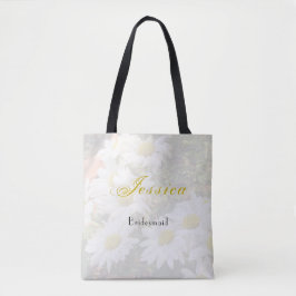 Daisy Background Yellow en Grey Bridesmaid Tote Bag