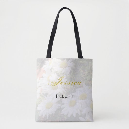 Daisy Background Yellow en Grey Bridesmaid Tote Bag (Voorkant)