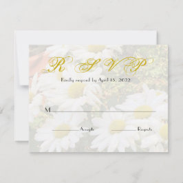 Daisy Background Yellow Script Wedding RSVP Kaart