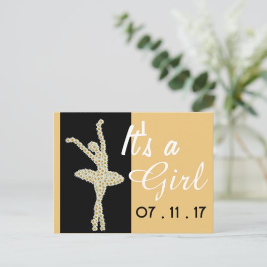 Daisy Ballerina, New Baby Announcement Aankondigingskaart (Staand voorkant)