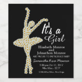 Daisy Ballerina, New Baby Announcement Wijn Etiket (Enkel label)