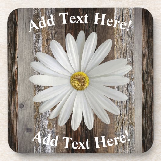Daisy Barn Board Wood Rustisch Hout Bier Onderzetter (Voorkant)