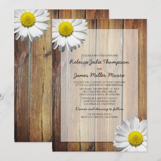 Daisy - Barn Wood - Weddenschappen Kaart (Voorkant / Achterkant)