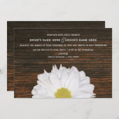 Daisy & Barnwood Rustic Wedding Invitation Kaart (Voorkant / Achterkant)