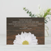 Daisy & Barnwood Rustic Wedding Invitation Kaart (Staand voorkant)