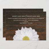 Daisy & Barnwood Rustic Wedding Invitation Kaart (Voorkant / Achterkant)