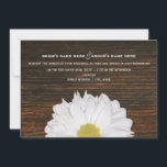 Daisy & Barnwood Rustic Wedding Invitation Kaart<br><div class="desc">Een trouwuitnodiging met een afbeelding van een madeliefje dat van onderaf naar een achtergrond van donkerbruin barnwood kijkt.  Pas de tekst aan met details van uw gelegenheid.</div>