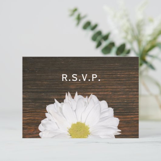 Daisy & Barnwood Rustic Wedding RSVP (Staand voorkant)