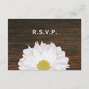 Daisy & Barnwood Rustic Wedding RSVP Kaartje