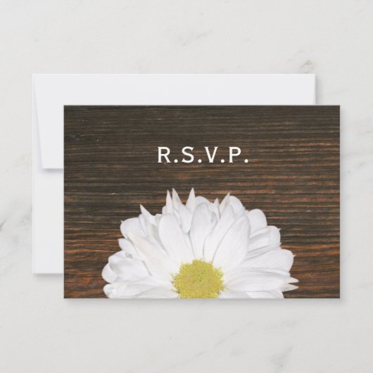Daisy & Barnwood Rustic Wedding RSVP Kaartje (Voorkant)