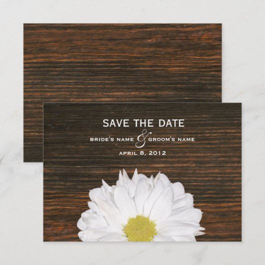 Daisy & Barnwood Wedding Save the Date (Voorkant / Achterkant)