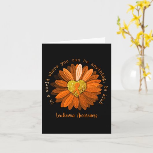 Daisy Be Kind Leukemie Bewustzijn Oranje Lint Kaart (Gele Bloem)