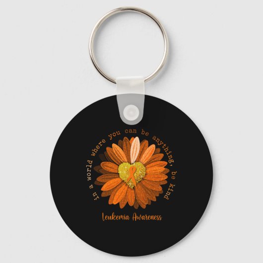 Daisy Be Kind Leukemie Bewustzijn Oranje Lint Sleutelhanger (Voorkant)
