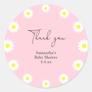 Daisy - bedank baby shower ronde sticker