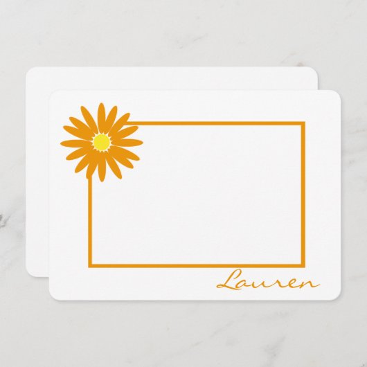 Daisy bedankt Oranje platte noot Notitiekaartje (Voorkant / Achterkant)