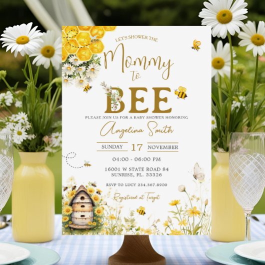 Daisy Bee Baby shower Mama naar Bee Baby shower Kaart