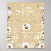  Daisy Bee Eerste Verjaardag Mijlpaal teken Poster (Voorkant)