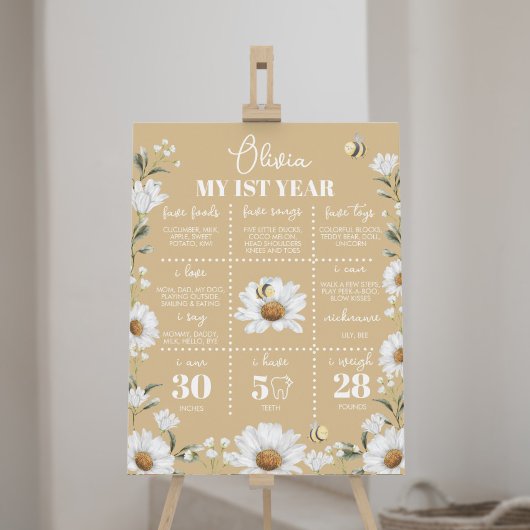  Daisy Bee Eerste Verjaardag Mijlpaal teken Poster