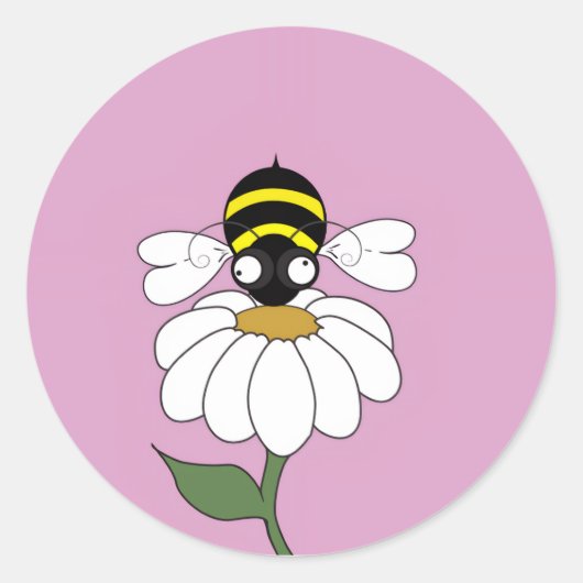 Daisy Bee Round Sticker (Voorkant)