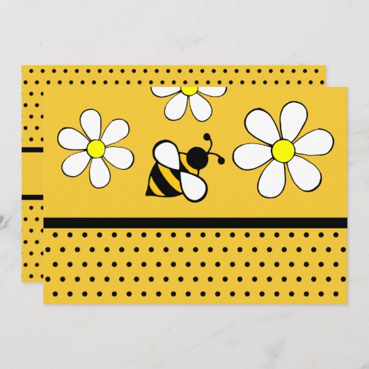 Daisy Bee Uitnodigingen (Voorkant / Achterkant)