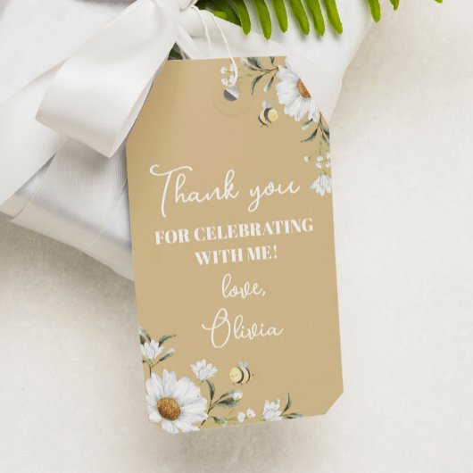 Daisy Bee Verjaardag Dank u Label Cadeaulabel