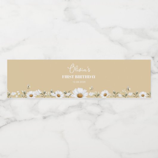  Daisy Bee Verjaardagswaterflesetiket Waterfles Etiket (Enkel label)