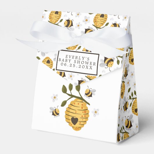 Daisy Beehive Bumblebee Baby shower Bedankdoosjes (Voorkant Zijde)