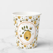 Daisy Beehive Bumblebee Baby shower Papieren Bekers (Achterkant)