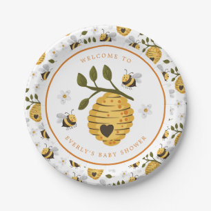 Daisy Beehive Bumblebee Baby shower Papieren Bordje