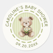 Daisy Beer Baby Borrel Ronde Sticker (Voorkant)