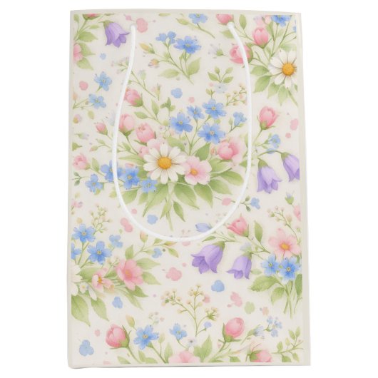 Daisy, Bellflower & Blue Blossom Botanisch Medium Cadeauzakje (Voorkant)
