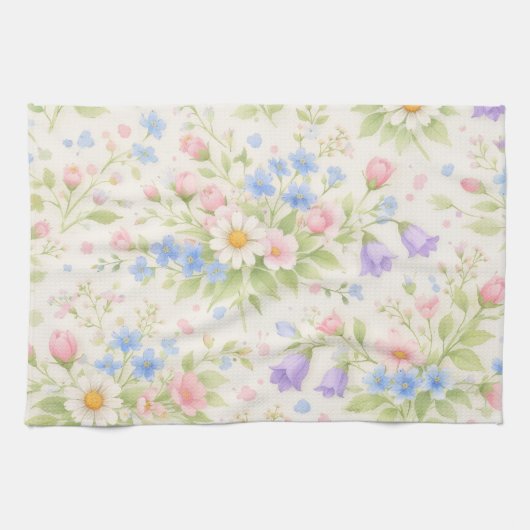 Daisy, Bellflower & Blue Blossom Botanisch Theedoek (Horizontaal)