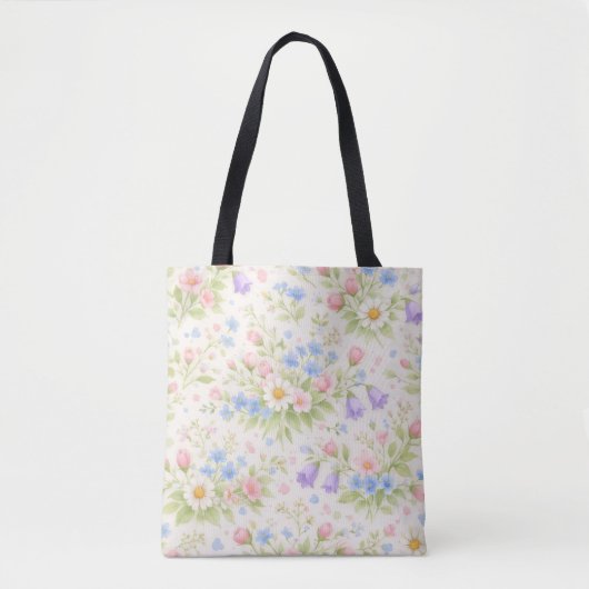 Daisy, Bellflower & Blue Blossom Botanisch Tote Bag (Voorkant)
