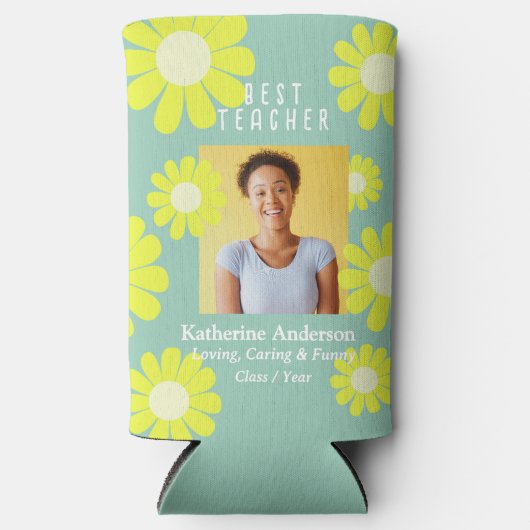 Daisy Best Teacher Photo Light Green Seltzer Blikjeskoeler (Voorkant)