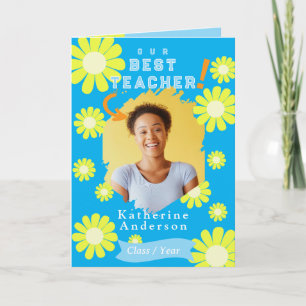 Daisy Beste Leraar Foto Blauw Kaart