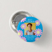 Daisy Beste Leraar Foto Bright Blue Button (Voorkant /achterkant)