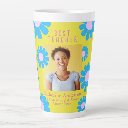 Daisy beste leraar Foto geel Latte Mok (Voorkant)