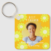 Daisy Beste Leraar Foto Geel Sinaasappel Sleutelhanger (Voorkant)