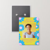 Daisy Beste Leraar Foto Gele Knop Button (Voorkant / Achterkant)