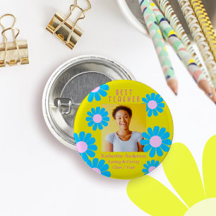Daisy Beste Leraar Foto Gele Knop Ronde Button 3,2 Cm