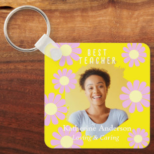 Daisy Beste Leraar Foto Helder Geel Sleutelhanger