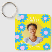 Daisy Beste Leraar Foto Heldergeel Sleutelhanger (Voorkant)