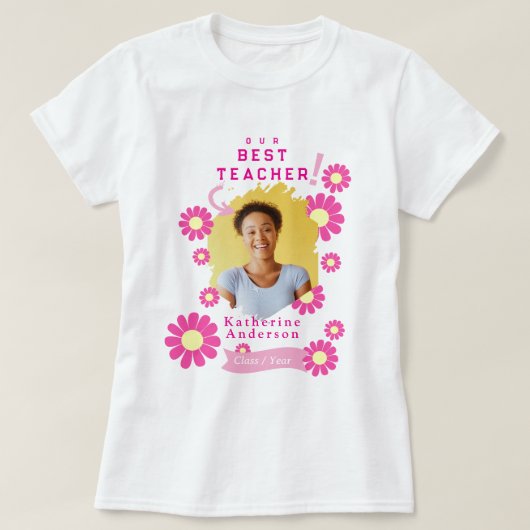 Daisy Beste Leraar Foto Wit T-shirt (Design voorkant)