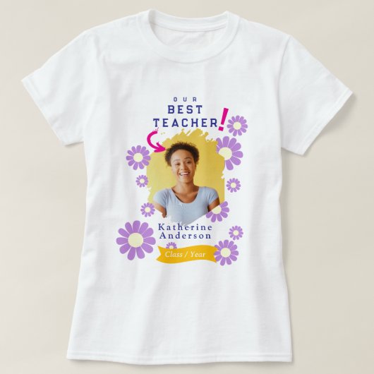 Daisy Beste Leraar Foto Wit T-shirt (Design voorkant)
