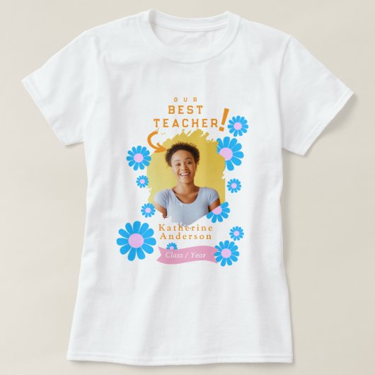 Daisy Beste Leraar Foto Wit T-shirt (Design voorkant)
