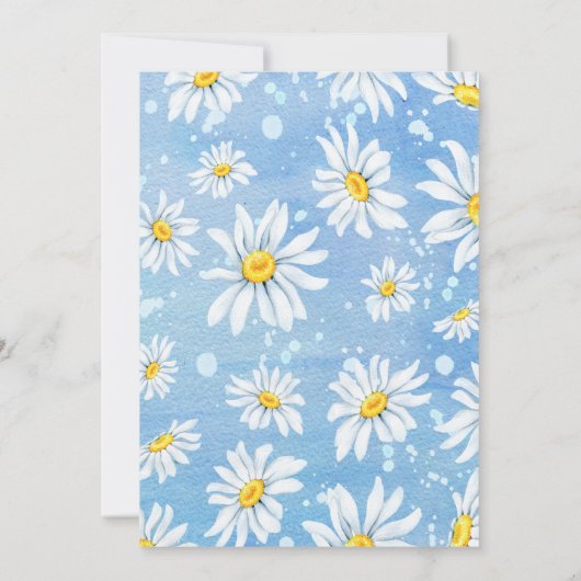 Daisy Birthday Invitation Blue Yellow Floral Kaart (Achterkant)
