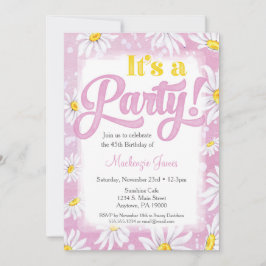 Daisy Birthday Invitation Pink Yellow Floral Kaart