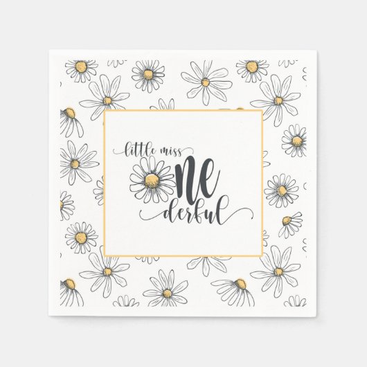 Daisy Birthday Napkin - Little Miss ONEderful - Wh Servet (Voorkant)