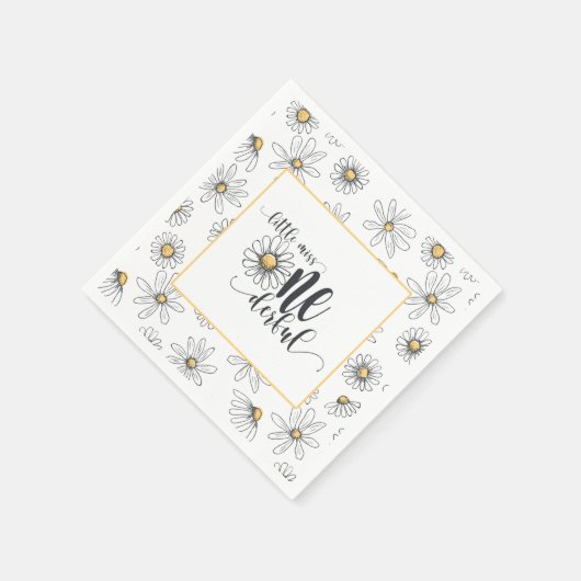 Daisy Birthday Napkin - Little Miss ONEderful - Wh Servet (Hoek)