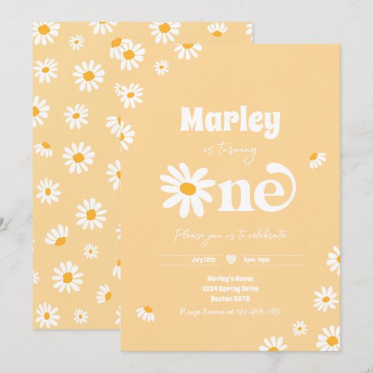 Daisy Birthday Party Bohemian Floral 1 september  Kaart (Voorkant / Achterkant)